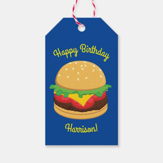 Hamburger verjaardagsfeestje cadeaulabel (Voorkant)
