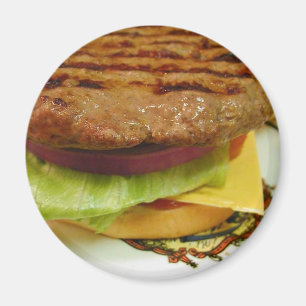 Hamburger Vlees Patty Patties Sla Tomaten Buns Magneet