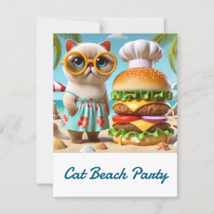 Hamburger voor strandfeest voor kattenliefhebbers briefkaart