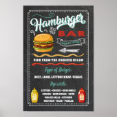 Hamburgerbar Menu Bord voor Feest Poster (Voorkant)