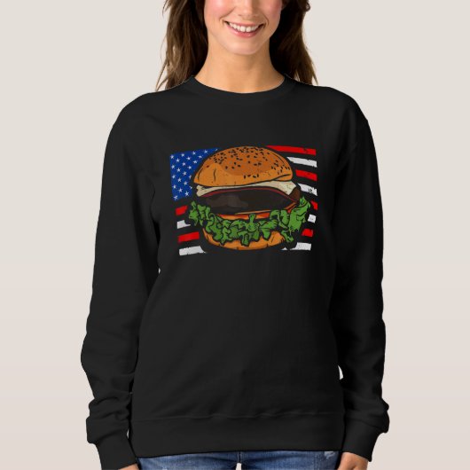 hamburgerbroodje met de vlag van de vs op 4 juli trui (Voorkant)