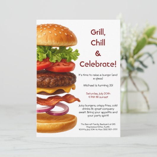 hamburgerfeest | Fun Burger Celebration Kaart (Staand voorkant)