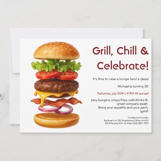 Hamburgerfeest | Plezierige Burgerbarbecueviering Kaart (Voorkant)