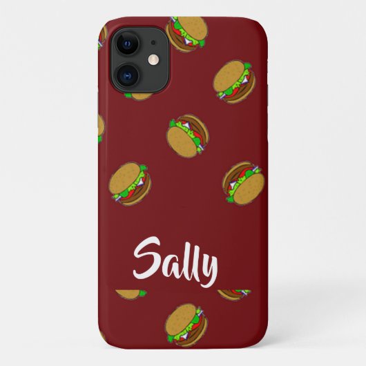 Hamburgerpatroon op bordeauxrood Case-Mate iPhone case (Achterkant)