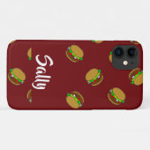 Hamburgerpatroon op bordeauxrood Case-Mate iPhone case (Achterkant (horizontaal))