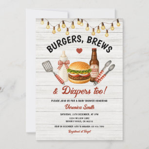 Hamburgers, bier & luiers ook Baby Shower BBQ Kaart