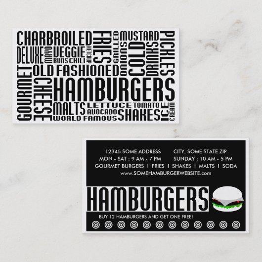 hamburgers ( chit chat ) klantenkaartje (Voorkant / Achterkant)