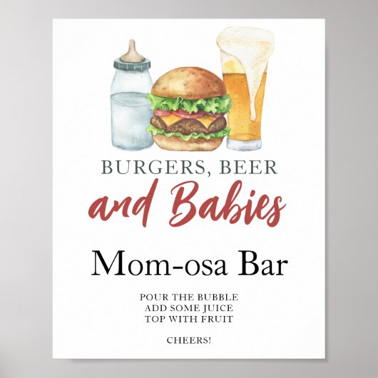 hamburgers en bier baby shower Momosa bar Poster (Voorkant)