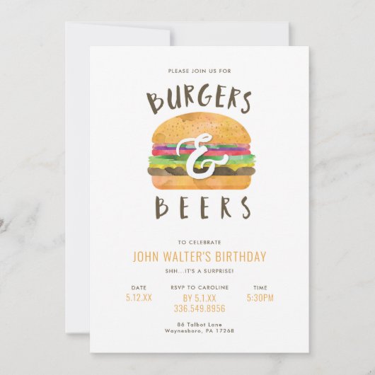 Hamburgers en biertjes kaart (Voorkant)