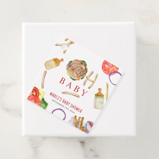 Hamburgers en flessen Oh Baby shower Bedankjes Labels (In situ)