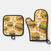 Hamburgers & Frites Ovenwant & Pannenlap Set (Voorkant)