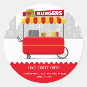 hamburgers hamburgers op straat ronde sticker