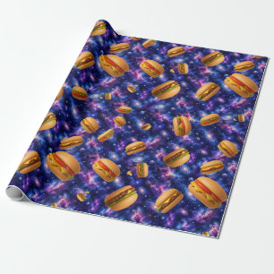 Hamburgers in de ruimte cadeaupapier