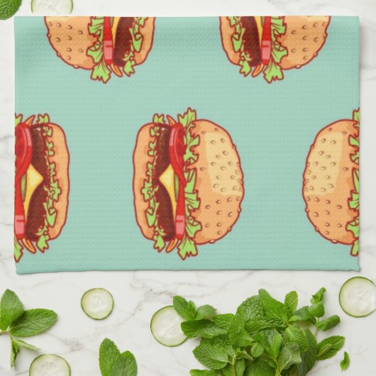 Hamburgers Kitchen Towel Theedoek (Gevouwen)
