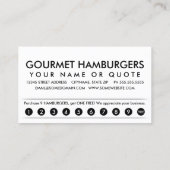 hamburgers, loyaliteitspunch klantenkaartje (Achterkant)