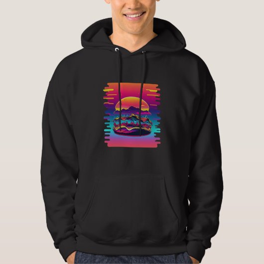 Hamburgers Synthwave 80s Retrowave Aesthetic Hoodie (Voorkant)