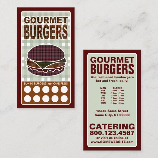 hamburgers voor gipsplaat klantenkaartje (Voorkant / Achterkant)
