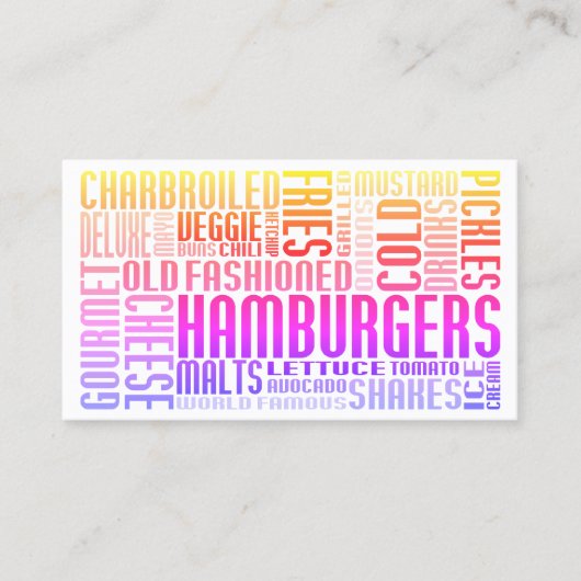 hamburgers woord web klantenkaartje (Voorkant)