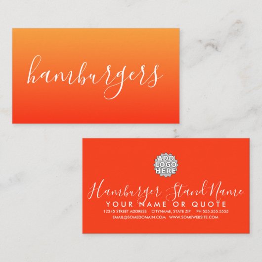 hamburgerscript visitekaartje (Voorkant / Achterkant)