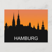 Hamburgsilhouette, zomerzonsondergang, illustratie briefkaart (Voorkant)