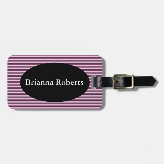 HAMbWG Bagagelabel met lederen riem - Neon Pink (Voorkant horizontaal)