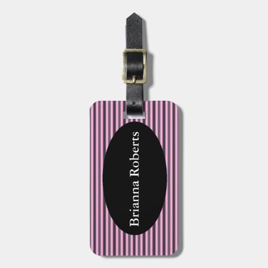 HAMbWG Bagagelabel met lederen riem - Neon Pink (Voorkant verticaal)