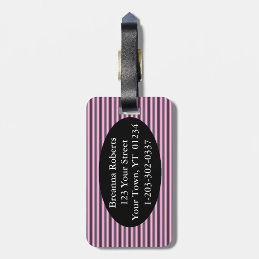 HAMbWG Bagagelabel met lederen riem - Neon Pink (Achterkant verticaal)