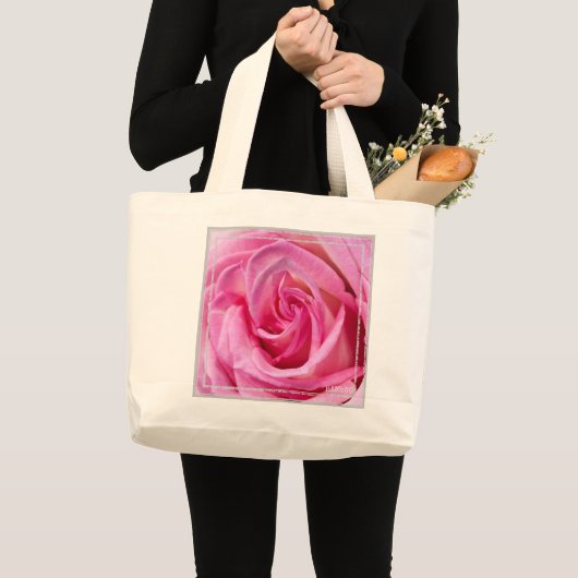 HAMbWG - Boodschappentas - Roze Roos Grote Tote Bag (Voorkant (product))