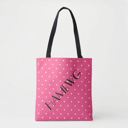 HAMbWG - Boodschappentas - Wit/Roze Stippen Tote Bag (Voorkant)