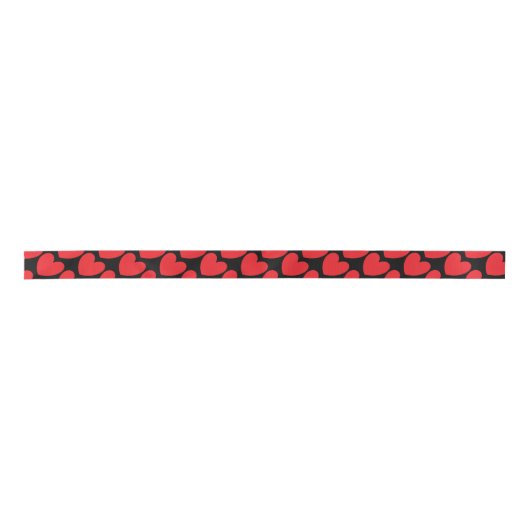 HAMbWG-breedband, 2 Yds - rood hart/zwart Satijnen Lint (Voorkant)