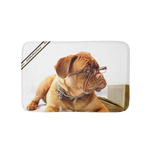 HAMbWG - Bulldog met bril - Badmat (Voorkant)