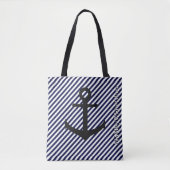 HAMbWG Canvas tas - Navy/White met Anchor (Voorkant)