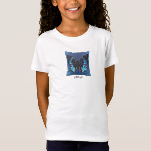 HAMbWG Girls Blue Butterfly Fited Babydoll T T-shirt