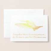 HAMbWG - Gold Foil Kaart - Humming Bird (Voorkant met envelop)