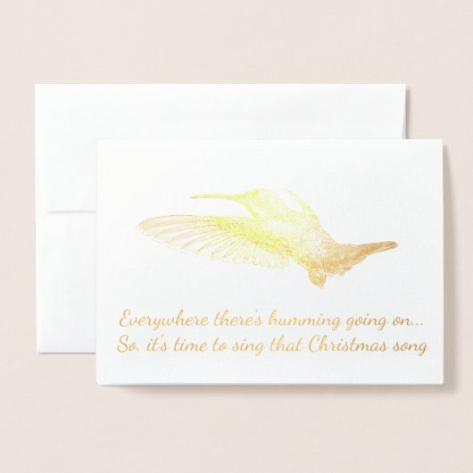 HAMbWG - Gold Foil Kaart - Humming Bird (Voorkant met envelop)