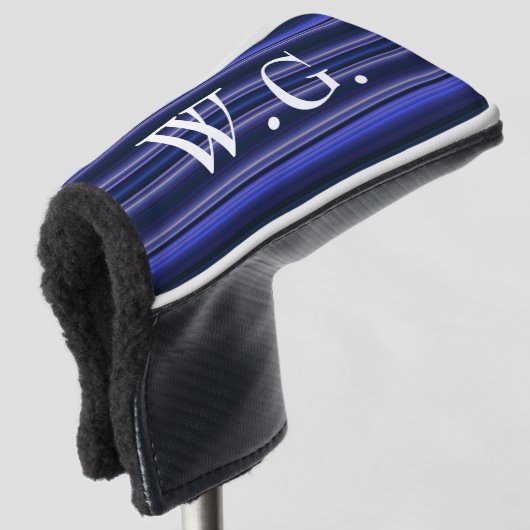 HAMbWG Golf IJzerhoofd Hoesje - Sapphire Stripes Golfheadcover (3/4 voorkant)