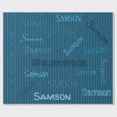 HAMbWG Naam Blauwgroen Stripe Cadeaupapier (Vlak)