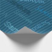 HAMbWG Naam Blauwgroen Stripe Cadeaupapier (Hoek)