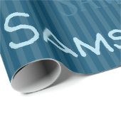 HAMbWG Naam Blauwgroen Stripe Cadeaupapier (Rol Hoek)