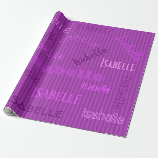 HAMbWG Naam Plum Paars Stripe Cadeaupapier (Uitgerold)