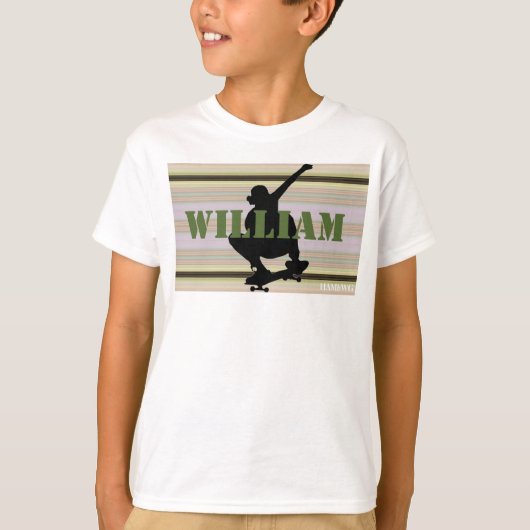 HAMbWG - Okra Stripe met Skateboarder T-shirt (Voorkant)