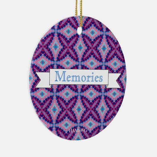 HAMbWG - Paarse, Roze, Blauwe Macrame van 1970 Keramisch Ornament (Rechts)