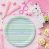 HAMbWG - Papierartikelen - Mint & Baby Blue Stripe Papieren Bordje (Feest)