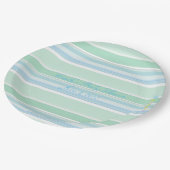 HAMbWG - Papierartikelen - Mint & Baby Blue Stripe Papieren Bordje (Gekanteld)