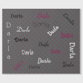 HAMbWG Personalized Polka Dot Gray and Raspberry Cadeaupapier (Vlak)