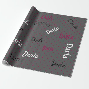 HAMbWG Personalized Polka Dot Gray and Raspberry Cadeaupapier