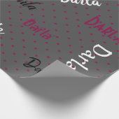 HAMbWG Personalized Polka Dot Gray and Raspberry Cadeaupapier (Hoek)