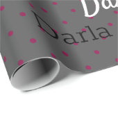 HAMbWG Personalized Polka Dot Gray and Raspberry Cadeaupapier (Rol Hoek)