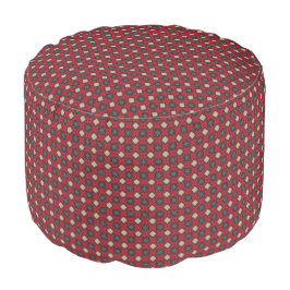 HAMbWG Pouf-stoel - Rood/Creme/Grijze Trellis-ontw Poef