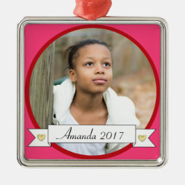 HAMbWG - Roze en Rode Grens met banner Metalen Ornament